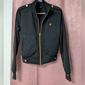Like New Rocawear Black Gold Bomber Jacket Studded Beaded Accents